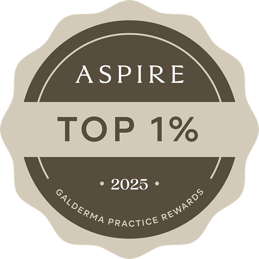 Aspire Top 1% Galderma Practice Rewards 2025 badge